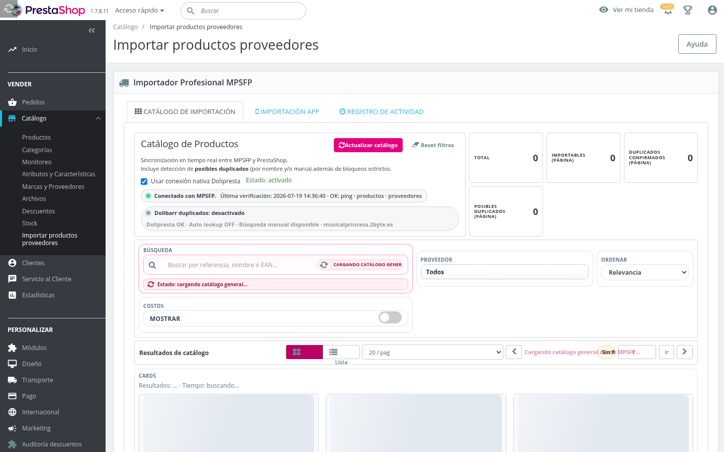 Catálogo inicial — MP Proveedores PrestaShop